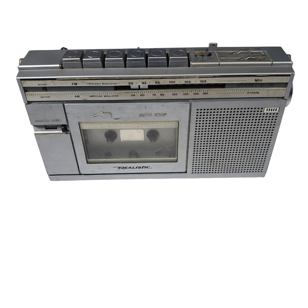 Realistic Minisette-12‎ Vintage Radio Cassette Recorder Parts Silver 14-1012